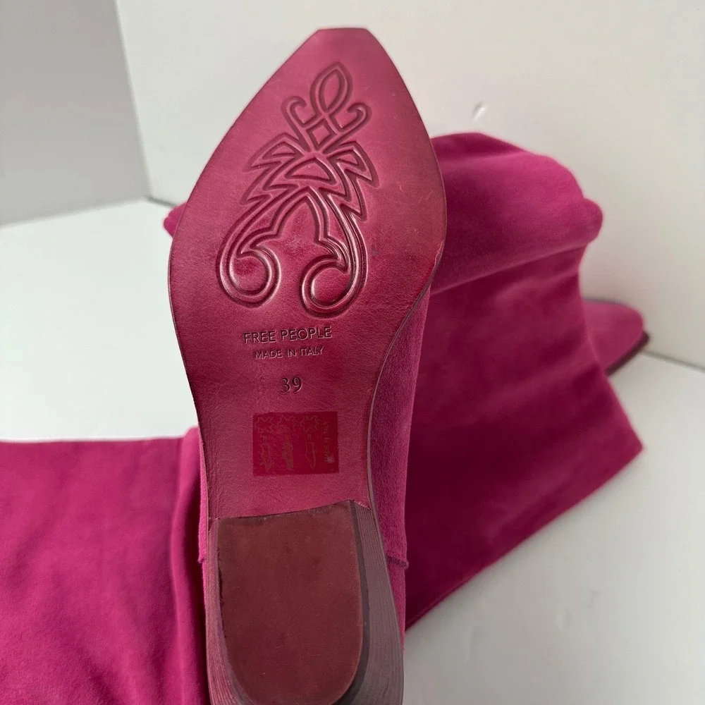 Free People Take Me To Tucson‎ Pink Suede Slouch Boots $350